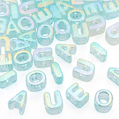 50Pcs 5 Styles UV Plating Rainbow Iridescent Acrylic Beads&nbsp;OACR-TA0004-93A