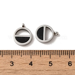 304ステンレススチールエナメルチャーム  フラットラウンドのチャーム  ステンレス鋼色  12x10x2.5mm  穴：1.4mm&nbsp;STAS-L022-334P