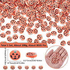 ハロウィーンをテーマにした手作りポリマー粘土のカボション  カボチャ  サンゴ  6~7x6~7x0.3mm  約3035個/セット&nbsp;CLAY-SC0002-01