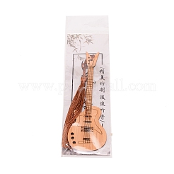 Guitar Bamboo Bookmarks with Tassels for Book Lover&nbsp;AJEW-WH0034-38