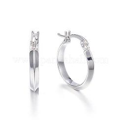 304ステンレススチールフープピアス  低刺激性のイヤリング  リング  銀色のメッキ  20x18.5x3mm  ピン：1x0.8mm&nbsp;STAS-F034-09