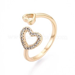 Brass Micro Pave Cubic Zirconia Cuff Rings for Women&nbsp;KK-T071-73G