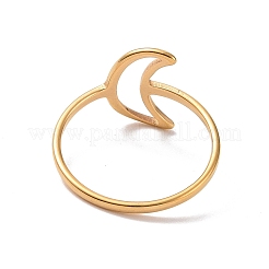 Ion Plating(IP) 201 Stainless Steel Crescent Moon Finger Ring&nbsp;RJEW-J051-37G
