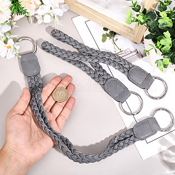 編み込みPUレザーハンドル2個  女性用バッグ手作りdiyアクセサリー  グレー  45cm&nbsp;PURS-CL0001-18B