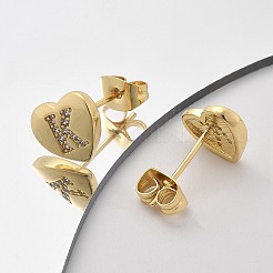 Rack Plating Brass Micro Pave Clear Cubic Zirconia Stud Earrings&nbsp;EJEW-K299-01G-K