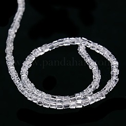 透明キューブ型クリスタルガラスビーズ連売り  多面カット  透明  2x2x2.5mm  穴：1mm  約101個/連  9インチ&nbsp;X-GLAA-F012-A03