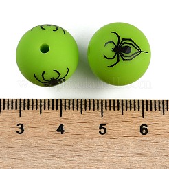 シリコンビーズ  蜘蛛と丸い  グリーン  15x15x15mm  穴：2mm&nbsp;SIL-S008-03B