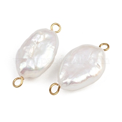 Natural Freshwater Pearl Keshi Pearl Nuggets Connector Charms&nbsp;STAS-D378-16G