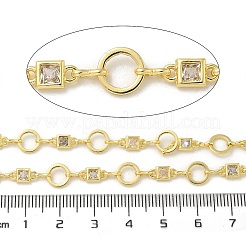 ラックメッキ真鍮ガラスリンクチェーン  長持ちメッキ  溶接されていない  リングと正方形  18KGP本金メッキ  7~8x4~7x1~1.5mm&nbsp;CHC-P012-02G