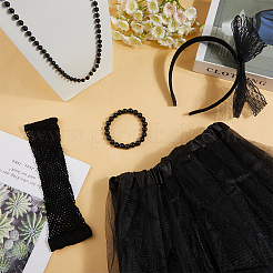 Polyester Hair Band & Nylon Gloves && Lace Dress & Plastic Beads Necklace and Bracelets Sets&nbsp;DIY-WH20062-11A