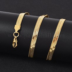 Ion Plating(IP) 201 Stainless Steel Herringbone Chain Necklaces&nbsp;NJEW-M187-06G