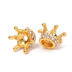 合金とクリスタルラインストーンビーズ  クラウン  ゴールドカラー  18x16x11mm  穴：3mm&nbsp;FIND-Z129-03G