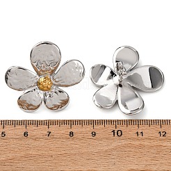 304ステンレススチールスタッドピアス  ツートンカラーの花  ゴールデン·ステンレス鋼色  34x35.5mm&nbsp;EJEW-K315-01G