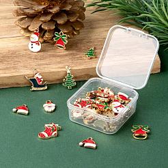 42本7スタイルアロイエナメルペンダント  クリスマステーマ  ベル＆ファーザークリスマススレッジ＆スノーマン＆クリスマスソックス＆サンタクロース＆帽子＆クリスマスツリー  ゴールドカラー  ミックスカラー  6個/スタイル&nbsp;ENAM-LS0001-35