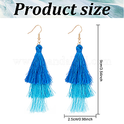 6 Pairs 6 Colors Cotton Triple Layer Tassel Dangle Earrings&nbsp;EJEW-AN0001-64