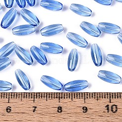 透明な色のガラスシードビーズ  オーバル  藤紫色  9x4mm  穴：1.2mm  約1875個/ポンド&nbsp;SEED-T007-16N