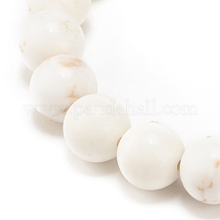 Natural White Jade & Magnesite & Synthetic Turquoise(Dyed) Stretch Bracelet with Cross&nbsp;BJEW-JB08295-02