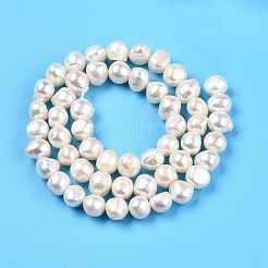 天然養殖淡水パールビーズ連売り  研磨両側  乳白色  6~7.5x7~8x5~6.5mm  穴：0.6mm  約52~53個/連  13.78~14.2''（35~35.5センチメートル）&nbsp;X-PEAR-N014-06C