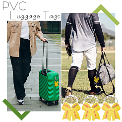 PVC荷物タグ  ステンレスリング付き  蝶結び  きいろ  67x70x0.9mm&nbsp;AJEW-WH0673-80