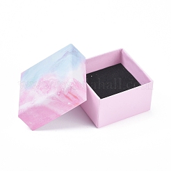 厚紙箱リングボックス  内部のスポンジ  正方形  空色  5.2x5.2x3.2cm&nbsp;CBOX-G018-A02