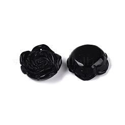 天然黒曜石の彫刻ペンダント  バラの花のチャーム  34x34.5x13~13.5mm  穴：0.9~1mm&nbsp;G-Q601-39