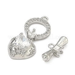 Brass Micro Pave Clear Cubic Zirconia Toggle Clasps&nbsp;KK-F934-05P