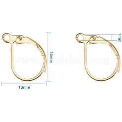 真鍮製フレンチフックピアスパーツ  カン付き  鉛フリー及びカドミウムフリー  ゴールドカラー  15x10mm  穴：1mm&nbsp;KK-PH0026-22G-RS