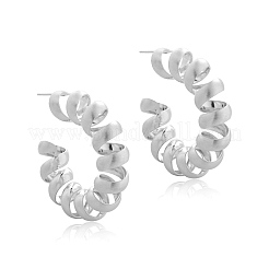 女性用真鍮スパイラルスタッドピアス  925銀メッキ  37.5x10mm&nbsp;LS-EJEW-A121-21S
