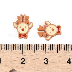 クリスマステーマの蓄光樹脂カボション  暗闇で光る  エルク  11x9x2mm&nbsp;RESI-U003-02K