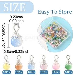 60Pcs 6 Colors Imitation Jade Glass Pendants&nbsp;PALLOY-YW00069