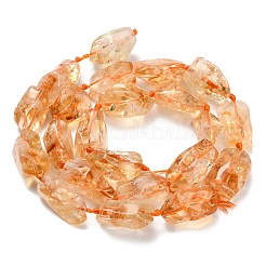 加熱された天然シトリンビーズ連売り  ラフ  ナゲット  ナゲット  12.5~18x9.5~12x7~10mm  穴：1mm  約27個/連  16.06インチ（40.8cm）&nbsp;G-L634-A02-03