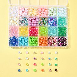 DIY 600Pcs 24 Styles Round Acrylic & Plastic Beads Jewelry Making Findings Kit&nbsp;DIY-FS0005-63