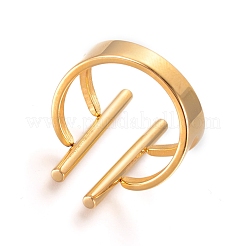 ユニセックス 304 ステンレススチール 指輪  カフスリング  オープンリング  ゴールドカラー  サイズ7  17mm&nbsp;RJEW-L091-19-G-17mm