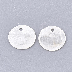 カピスシェルペンダント180個  フラットラウンド  ホワイトスモーク  12~12.5x0.5~1mm  穴：1.2~1.4mm&nbsp;SHEL-SC0001-89