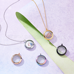 5Pcs 5 Colors 304 Stainless Steel Locket Pendants&nbsp;STAS-UN0045-54