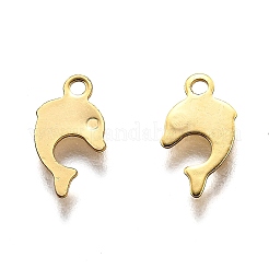 ステンレススチールチャーム201個  レーザー切断  イルカ  18KGP本金メッキ  12x6.5x0.5mm  穴：1.4mm&nbsp;STAS-B001-45G