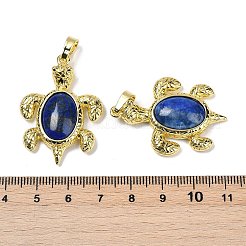 Dyed Natural Lapis Lazuli & Brass Pendants&nbsp;KK-F887-01G-16
