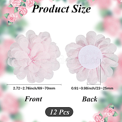 12Dシフォンフラワー3個  装飾アクセサリー  ピンク  69~70x23~25mm&nbsp;DIY-GF0012-47B