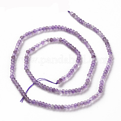 天然石アメジストビーズ連売り  ロンデル  多面カット  3x2mm  穴：0.5mm  約188~190個/連  15.35インチ（39cm）&nbsp;G-S362-102