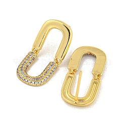 Rack Plating Rectangle Brass Micro Pave Clear Cubic Zirconia Stud Earrings&nbsp;EJEW-B061-05G