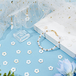 淡水貝チャーム50個  花  ホワイト  13x13x2mm  穴：1.2mm&nbsp;FIND-AR0002-55