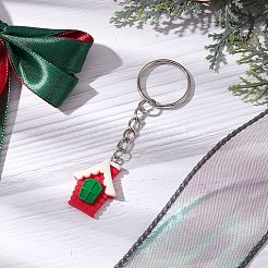 クリスマス レジン ケチェーン  鉄のスプリットキーリング付き  ハウス  プラチナ  8.6cm&nbsp;KEYC-JKC00875