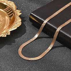 4MM 304 Stainless Steel Flower Herringbone Chain Necklaces for Women&nbsp;NJEW-B131-08RG
