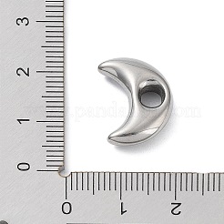 変色しない304ステンレススチールスペーサービーズ  ムーン  ステンレス鋼色  17.5x13x4.5mm  穴：3.7mm&nbsp;STAS-A088-05P