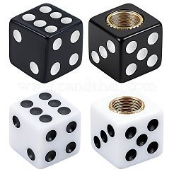 8色のダイスアクリルタイヤバルブステムキャップ2個  真鍮パーツ  ミックスカラー  14x14x14mm  穴：7mm  4個/カラー&nbsp;FIND-SP0005-33