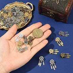 10 個の合金ヨーロッパビーズ  大穴ビーズ  ccbのプラスチック羽毛のチャームを使って  羽付きネット/ウェブ  ミックスカラー  27.5x10.5x9mm  穴：5mm  チャーム：15x3.5x1.5mm&nbsp;FIND-YW0009-83