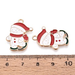 合金とエナメルのペンダント  雪だるま  カドミウムフリー＆鉛フリー  ライトゴールド  ホワイト  25x17.5x1.5mm  穴：1.8mm&nbsp;PALLOY-T092-54
