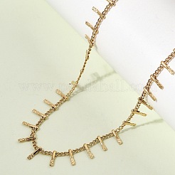 304ステンレススチールカーブチェーン、バータッセルネックレス（女性用）  ゴールドカラー  15.75インチ（40cm）&nbsp;NJEW-K389-04G