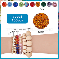 10mm Disco Ball Clay Beads Mixed Colors Pave Rhinestones Spacer Round Beads&nbsp;RB-PH0003-10mm-M