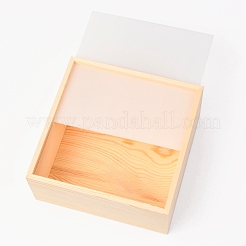 木製収納ボックス  アクリル透明カバーとハンドル付き  正方形  バリーウッド  19.5x8.5x23cm&nbsp;CON-B004-01A